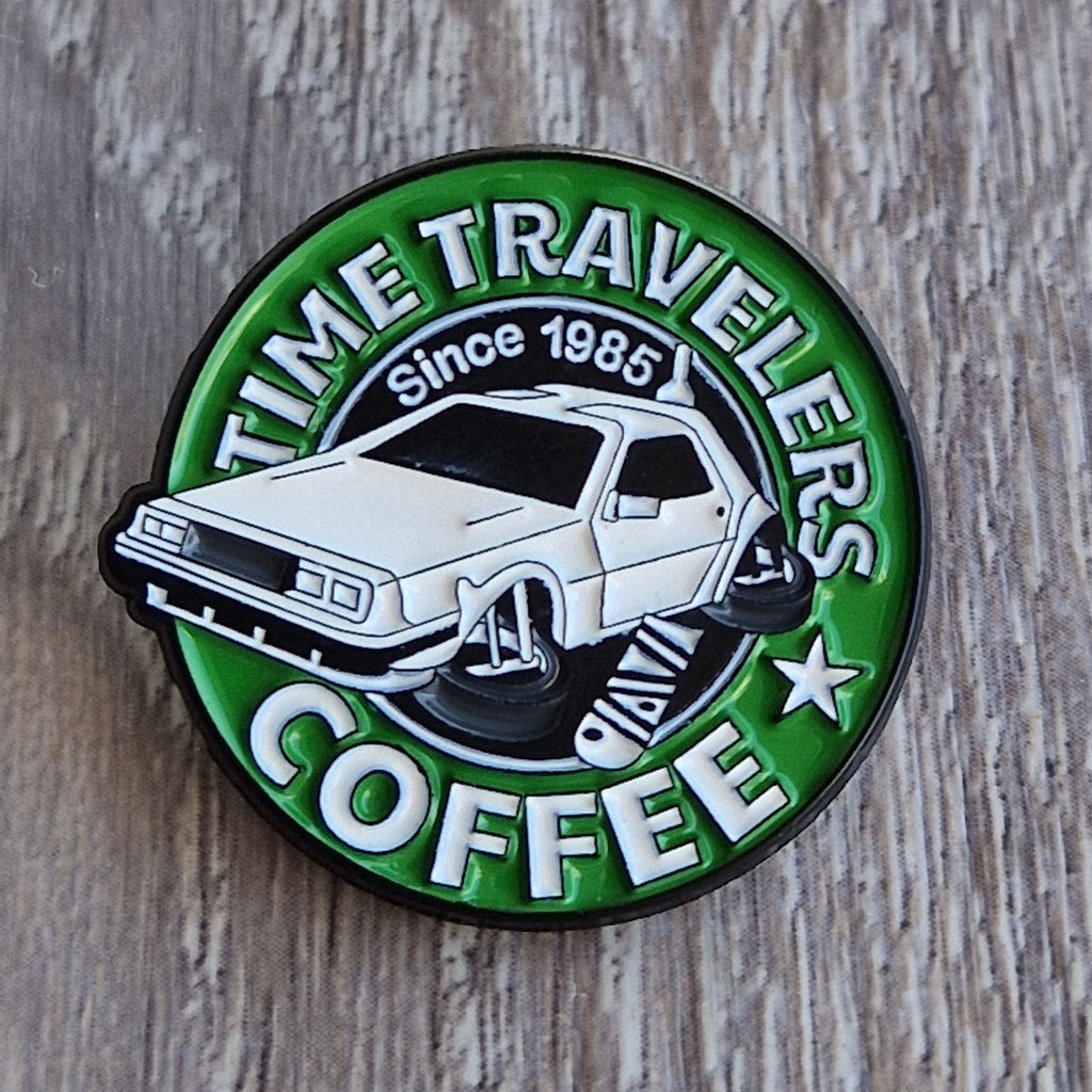 Spilla Smaltata "Time Travelers Coffee