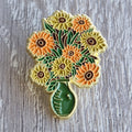 Spilla Smaltata Vaso di Girasoli