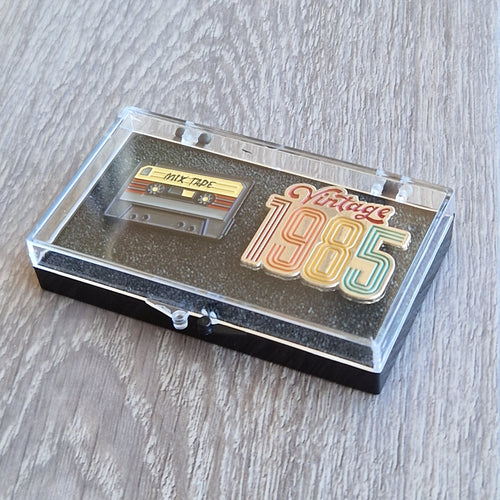 Set 2 Spille Smaltate Mix Tape e Vintage 1985 Box