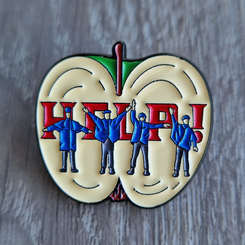 Spilla Smaltata The Beatles Help Apple Records con Card Illustrata